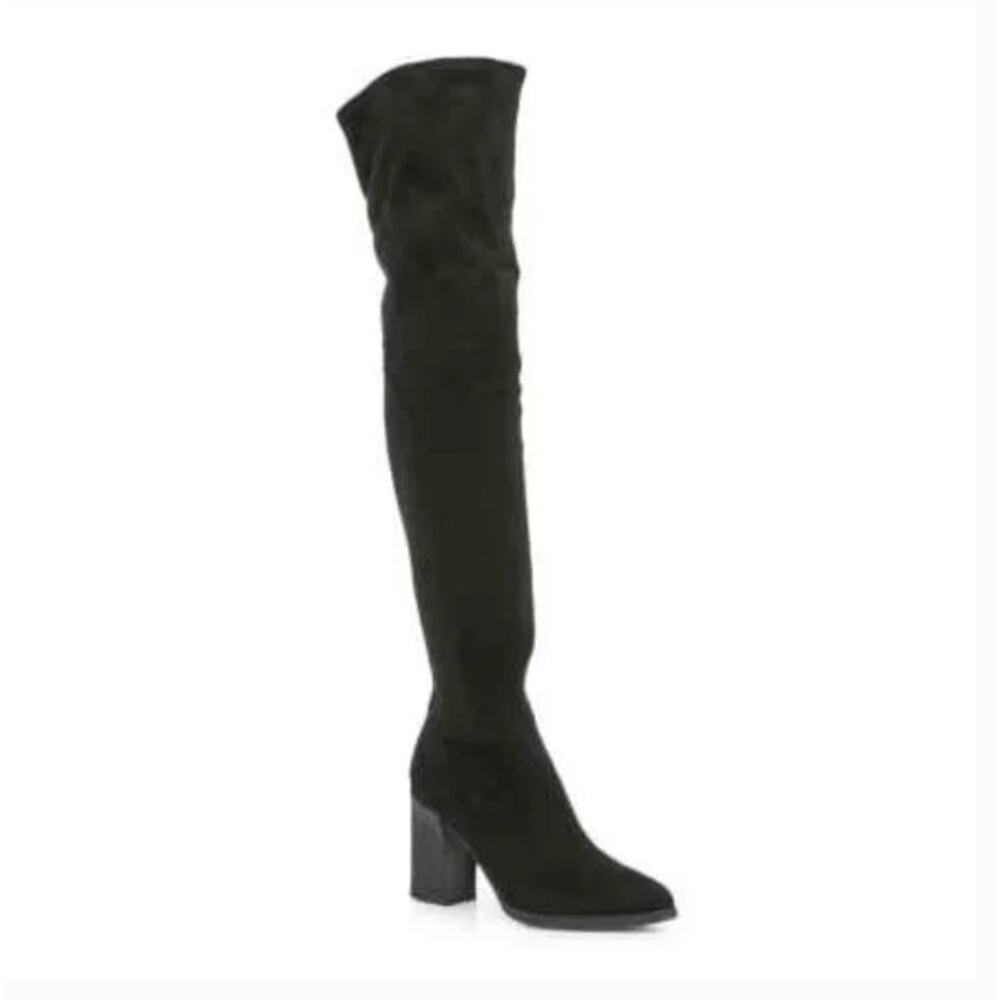 Marc Fisher Black Over-the-Knee Block Heel Boots